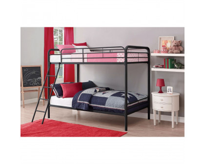 FaFurn - Twin Size Bunk Bed with Ladder in Black, Metal