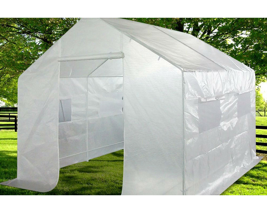 FaFurn - Outdoor 9 X 10 Ft Greenhouse Kit with Heavy Duty Steel Frame and Pe Cover