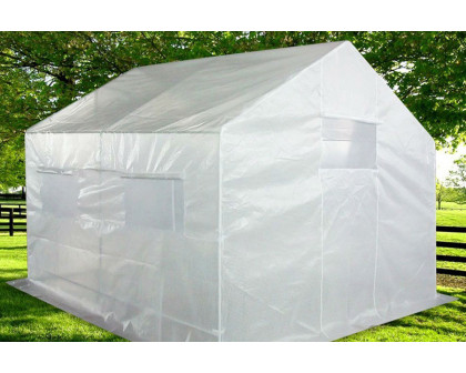 FaFurn - Outdoor 9 X 10 Ft Greenhouse Kit with Heavy Duty Steel Frame and Pe Cover