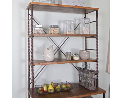 FaFurn - Bakers Rack with Storage and Display Space in Metal/Wood