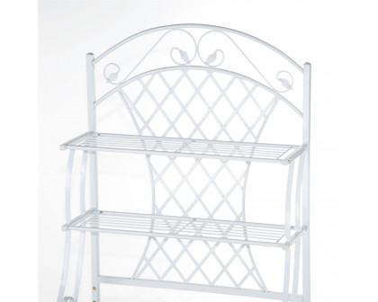 FaFurn - Bakers Rack with 5-Bottle Wine Rack and Wooden Work Shelf in White, Metal