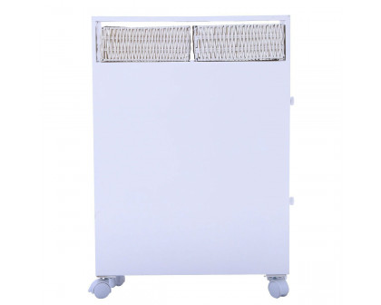 FaFurn - Storage Floor Cabinet with Baskets and Casters in White