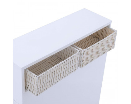 FaFurn - Storage Floor Cabinet with Baskets and Casters in White