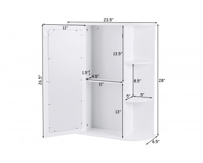 FaFurn - White Bathroom Wall Mounted Medicine Cabinet with Storage Shelves