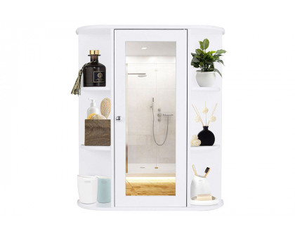 FaFurn - White Bathroom Wall Mounted Medicine Cabinet with Storage Shelves