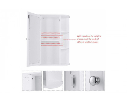 FaFurn - White Bathroom Wall Mounted Medicine Cabinet with Storage Shelves