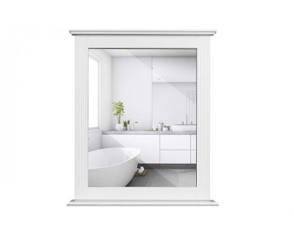 FaFurn - White Rectangle Bedroom Bathroom Vanity Wall Mirror with Bottom Shelf