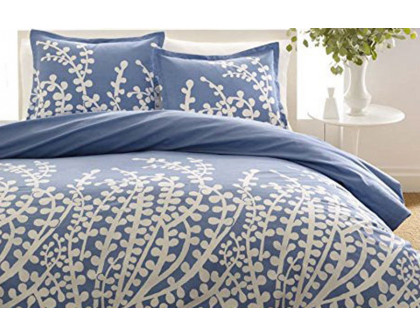 FaFurn - 100% Cotton Comforter Set with Gray/White Floral Branch Pattern