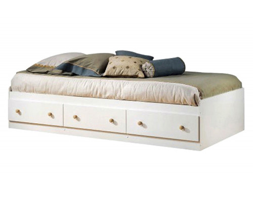 FaFurn - Twin Size White Wood Platform Bed Daybed with Storage Drawers