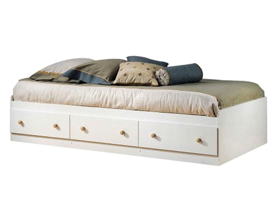 FaFurn - Twin Size White Wood Platform Bed Daybed with Storage Drawers