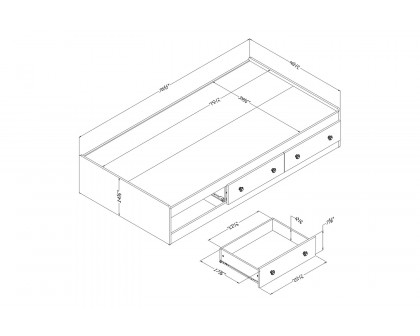 FaFurn - Twin Size White Wood Platform Bed Daybed with Storage Drawers