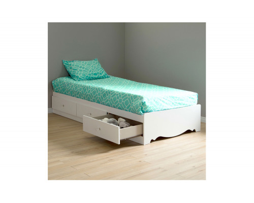 FaFurn - Twin Size White Wood Platform Day Bed with Storage Drawers