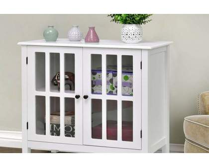 FaFurn - White Wood Bathroom Storage Floor Cabinet with Glass Doors