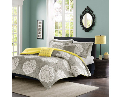 FaFurn Full/Queen Size Comforter Set with Soft Yellow Reverse - Gray/White