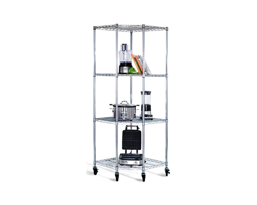 FaFurn - Heavy Duty 4-Tier Corner Storage Rack Shelving Unit with Casters