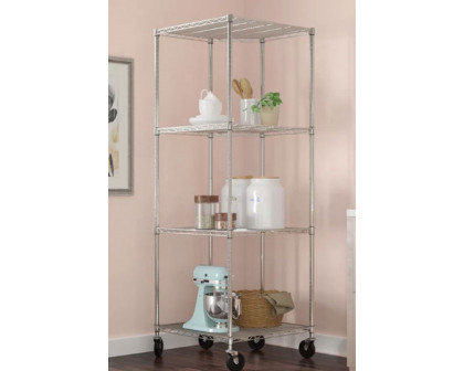 FaFurn - Heavy Duty 4-Tier Corner Storage Rack Shelving Unit with Casters