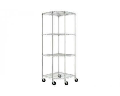 FaFurn - Heavy Duty 4-Tier Corner Storage Rack Shelving Unit with Casters