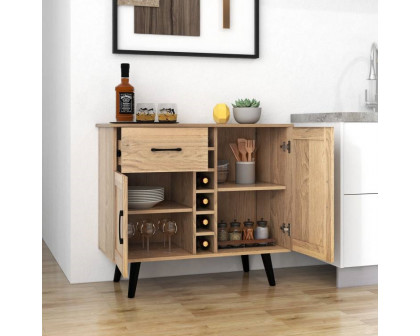 FaFurn - Sideboard Buffet with Wine Rack in Walnut, Wood