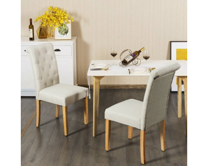 FaFurn Set of 2 Dining Chairs with Wood Legs - Beige