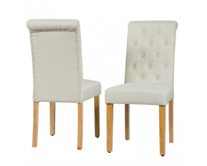 FaFurn Set of 2 Dining Chairs with Wood Legs - Beige