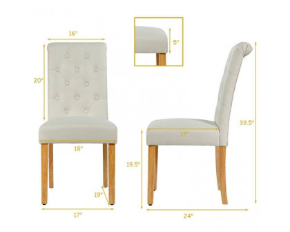 FaFurn Set of 2 Dining Chairs with Wood Legs - Beige