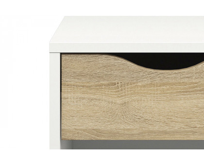 FaFurn - Modern Mid Century Style End Table Nightstand in White & Oak Finish