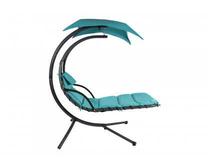 FaFurn - Teal Single Person Sturdy Modern Chaise Lounger Hammock Chair Porch Swing