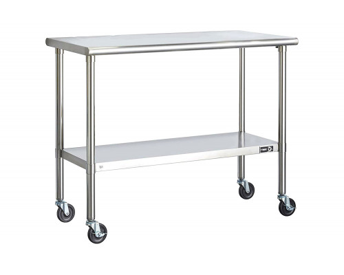 FaFurn - Stainless Steel 2-Ft Kitchen Island Cart Prep Table with Casters