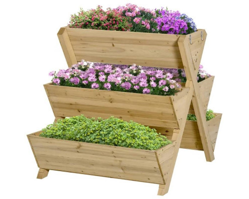 FaFurn - 3-Tier Planter Box with 5 Elevated Box in Fir Wood