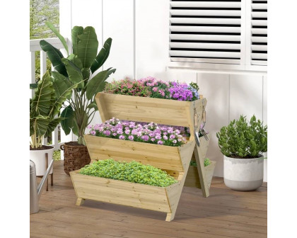 FaFurn - 3-Tier Planter Box with 5 Elevated Box in Fir Wood