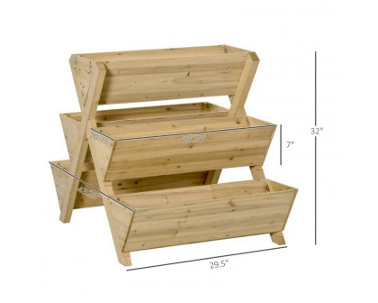 FaFurn - 3-Tier Planter Box with 5 Elevated Box in Fir Wood