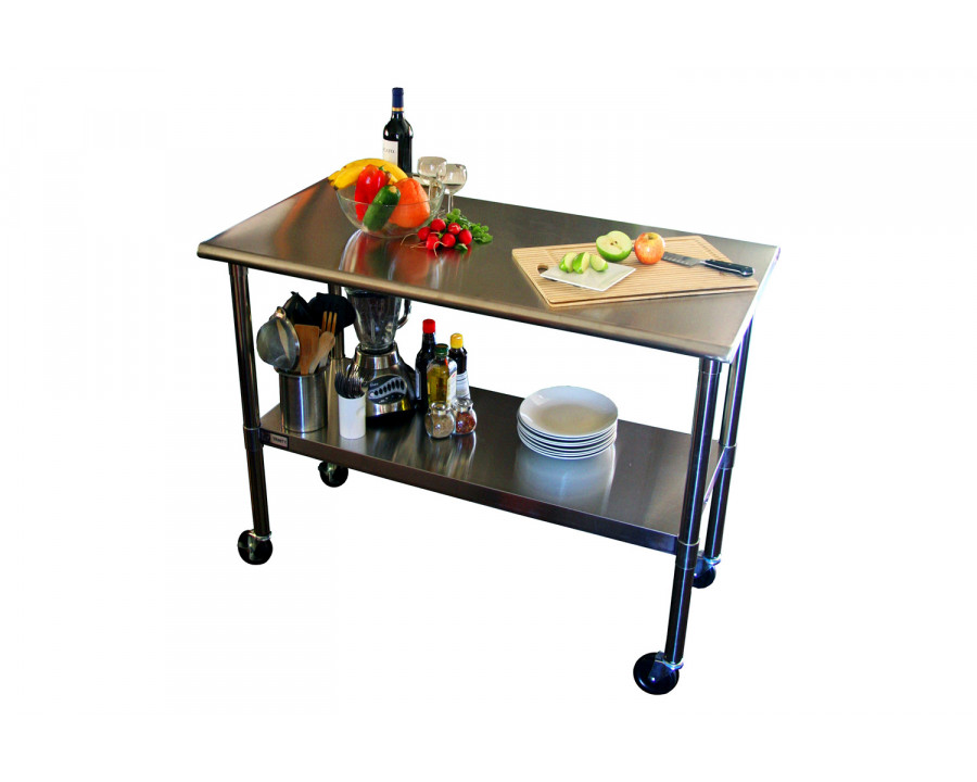 FaFurn - 2Ft X 4Ft Stainless Steel Top Kitchen Prep Table with Locking Casters Wheels