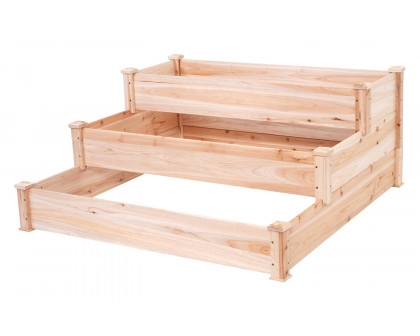 FaFurn - Solid Wood 4 Ft X 4 Ft Raised Garden Bed Planter 3-Tier