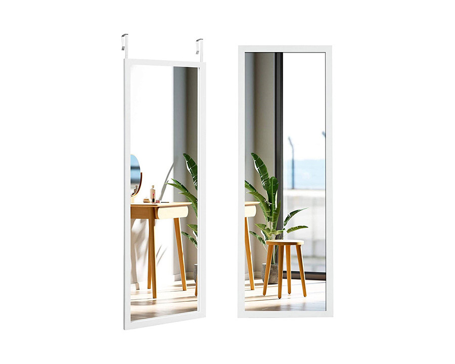 FaFurn Full Length Bedroom Mirror with Over The Door Or Wall Mounted Design - White