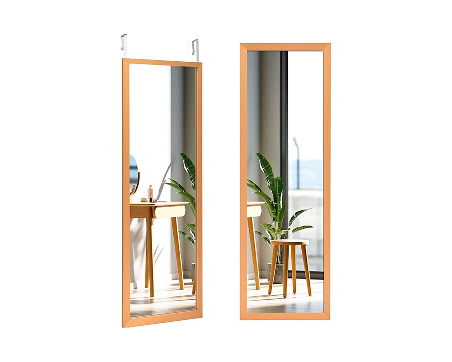 FaFurn Full Length Bedroom Mirror with Over The Door Or Wall Mounted Design - Gold