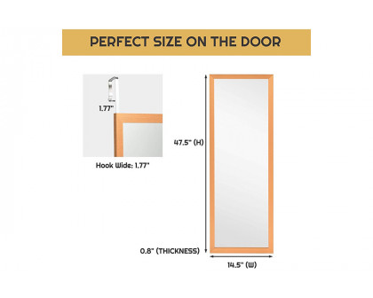 FaFurn Full Length Bedroom Mirror with Over The Door Or Wall Mounted Design - Gold