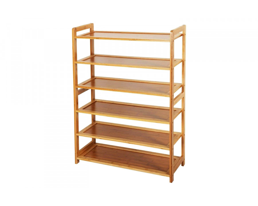 FaFurn - Solid Wood 6-Shelf Shoe Rack Holds Up To 24 Pair of Shoes