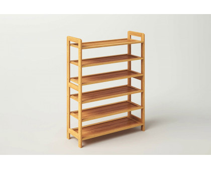 FaFurn - Solid Wood 6-Shelf Shoe Rack Holds Up To 24 Pair of Shoes