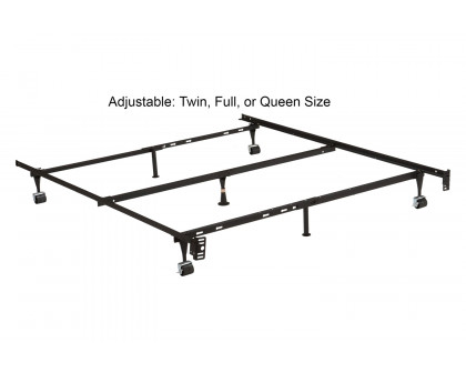 FaFurn - Twin/Full/Queen Sturdy Black Metal Adjustable Bed Frame Withheadboard Brackets