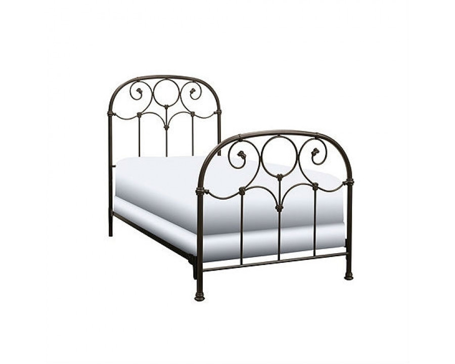 FaFurn - Twin Size Bed Frame with Headboard and Footboard in Rusty Gold, Metal