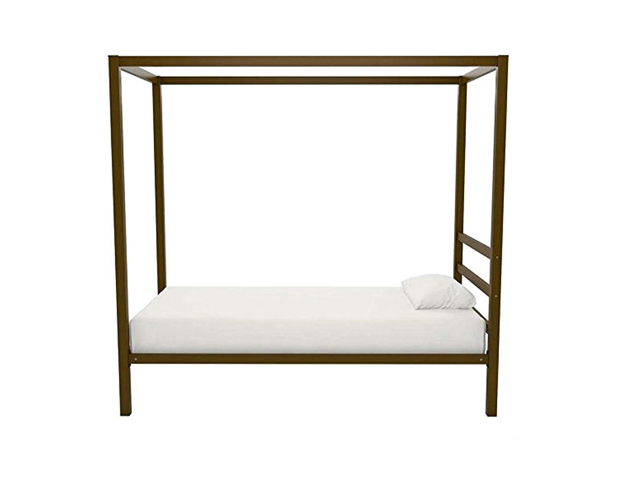 FaFurn - Twin Size Modern Steel Canopy Bed Frame in Gold Metal Finish