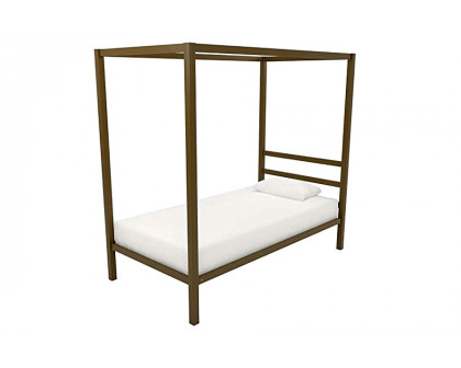 FaFurn - Twin Size Modern Steel Canopy Bed Frame in Gold Metal Finish