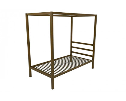 FaFurn - Twin Size Modern Steel Canopy Bed Frame in Gold Metal Finish