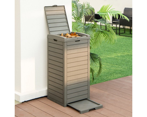 FaFurn - 31 Gallon Trash Can with Bottom Liquid Drawer in Coffee Brown