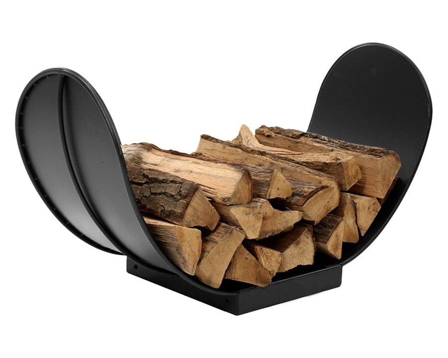 FaFurn 3 Ft. Black Indoor/Outdoor Curved Steel Firewood Log Storage Rack