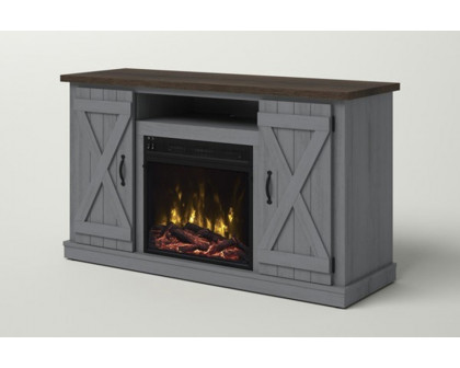 FaFurn Farmhouse TV Entertainment Electric Fireplace - Rustic Gray/Espresso