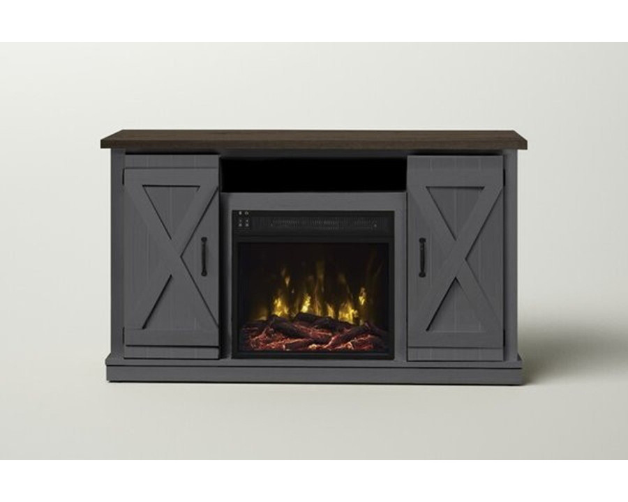 FaFurn Farmhouse TV Entertainment Electric Fireplace - Rustic Gray/Espresso