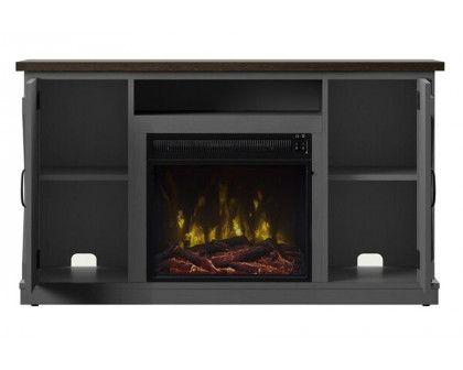 FaFurn Farmhouse TV Entertainment Electric Fireplace - Rustic Gray/Espresso