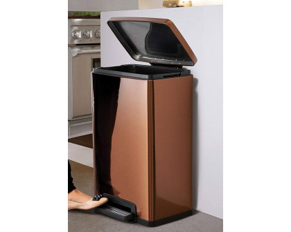 FaFurn Stainless Steel 13-Gallon Kitchen Trash Can with Step Lid - Copper Bronze