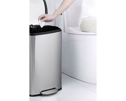 FaFurn 13-Gallon Modern Stainless Steel Kitchen Trash Can with Foot Step Pedal Design